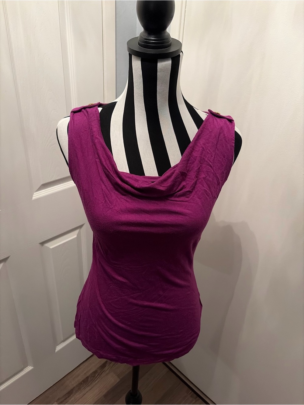 Banana Republic Sleeveless Cowl Neck Tank Top in Deep Magenta